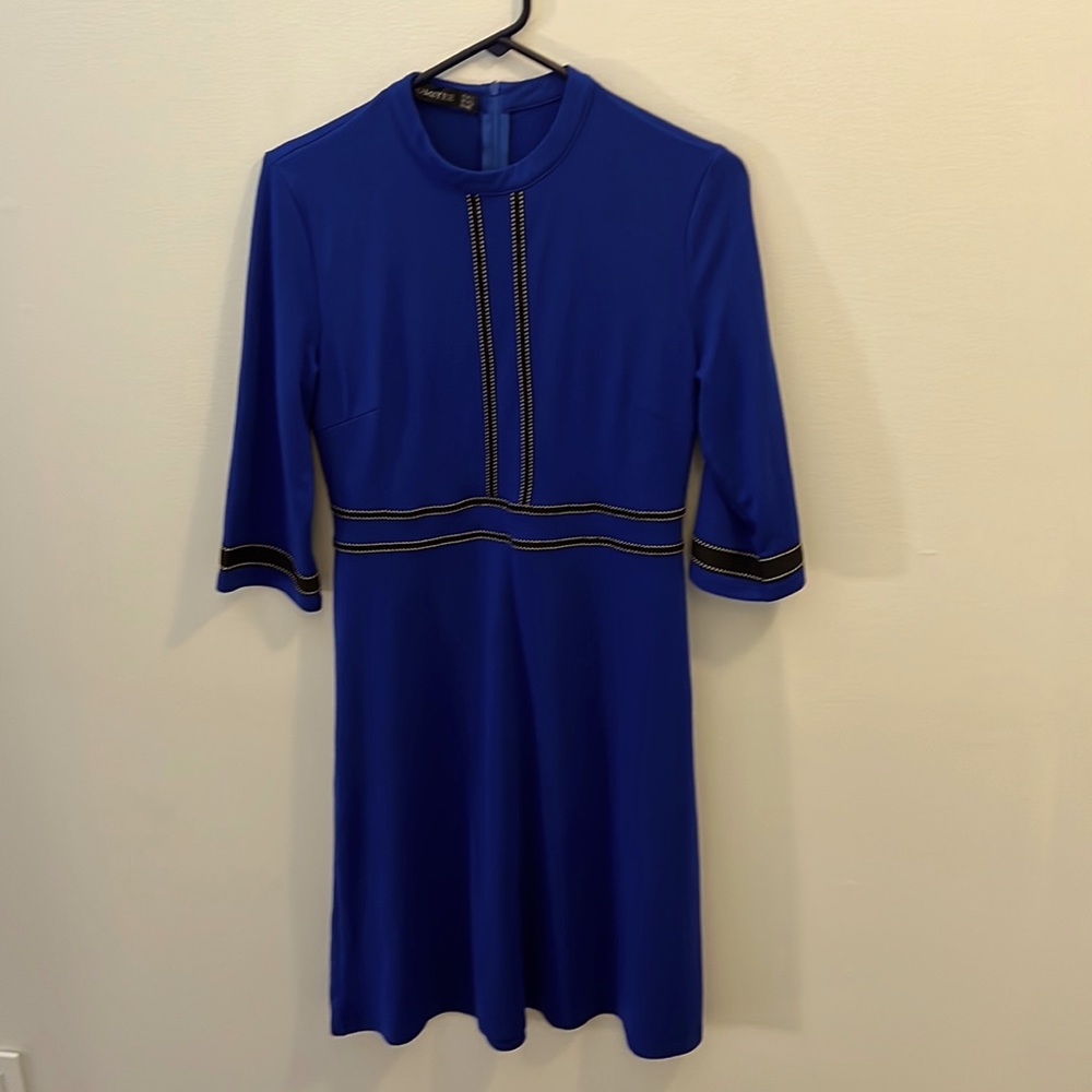 Homeyee blue/purple dress with 3/4 sleeves. Size 8